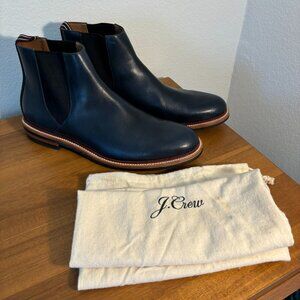 Mens Sz 12 J. Crew Navy Blue Leather Kenton Chelsea Boots - Only Worn Once!